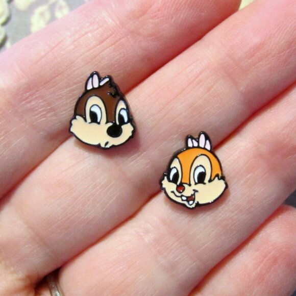 Chip & Dale Earrings Chipmunk~Hypoallergenic - Picture 1 of 5